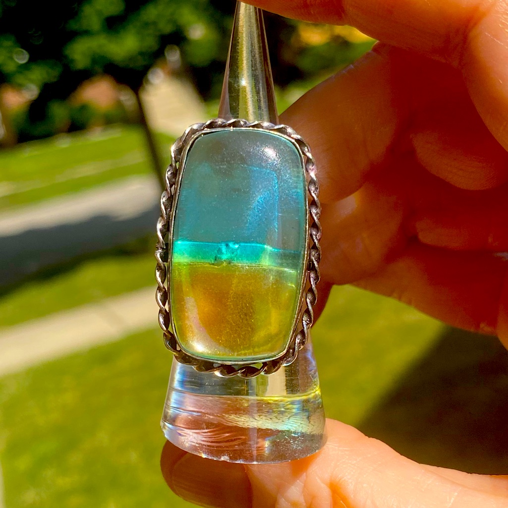 Flouride & Sterling Silver Handcrafted Ring Size 7